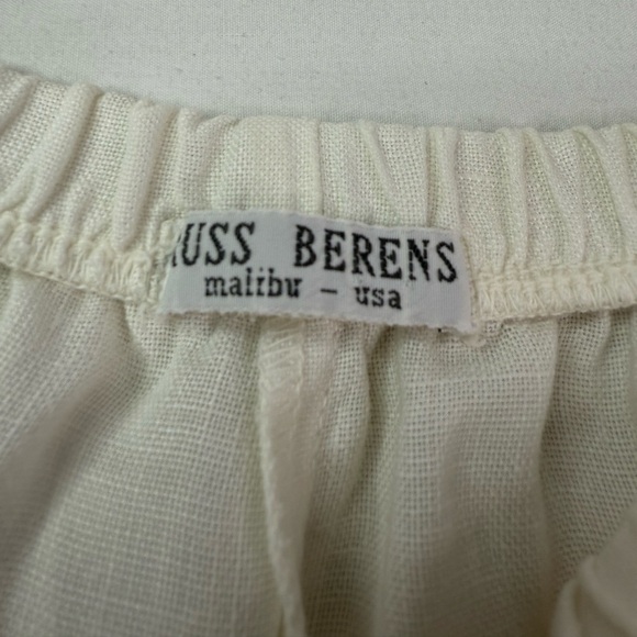 Russ Berens White Linen Capri Pants Elastic Waistband Size Medium - Picture 3 of 8